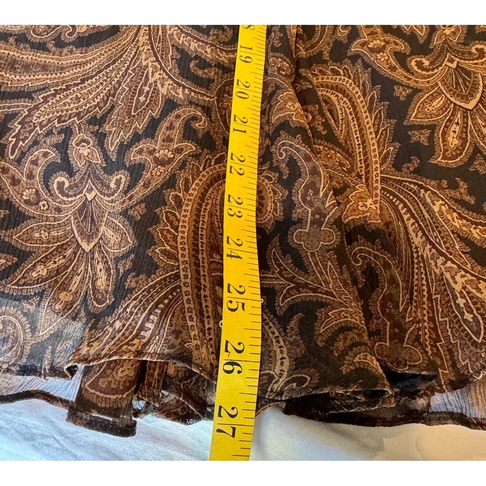 VTG Lauren Ralph Lauren 100% Silk Paisley A‑Line Skirt 14 Black Brown Whimsigoth - Picture 9 of 9